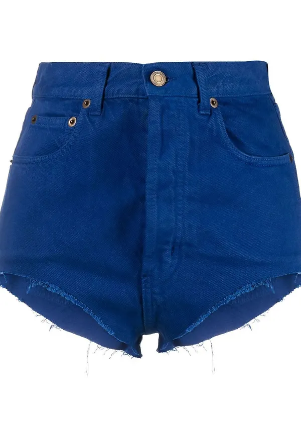 Saint Laurent shorts med hög midja - Blå