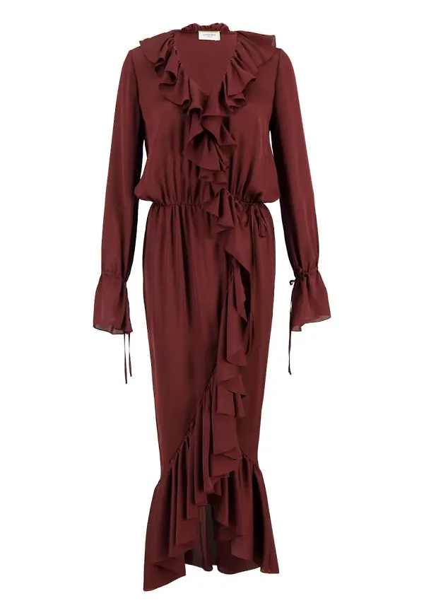 Saint Laurent sidenklänning - Röd – Farfetch