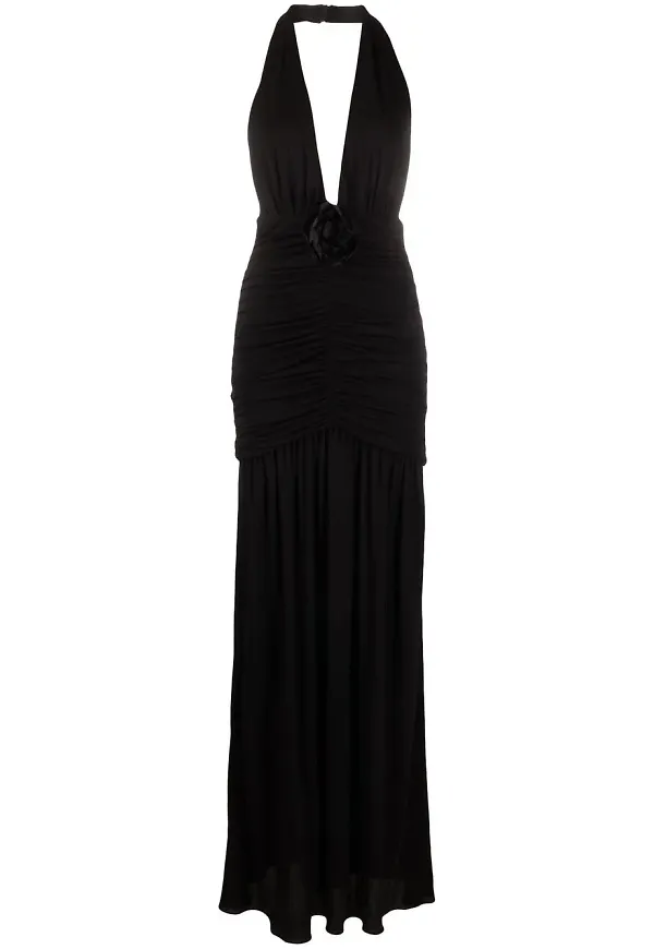 Saint Laurent sidenklänning med halterneck - Svart
