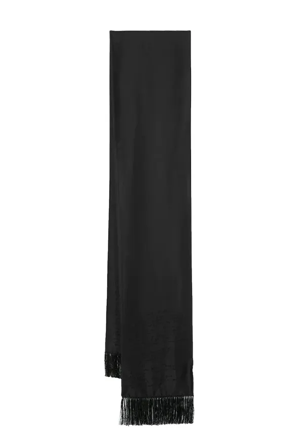 Saint Laurent sidensjal med fransar - Svart