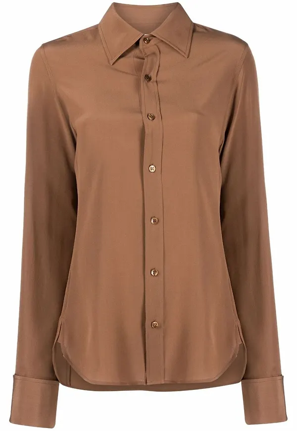 Saint Laurent sidenskjorta - Brun