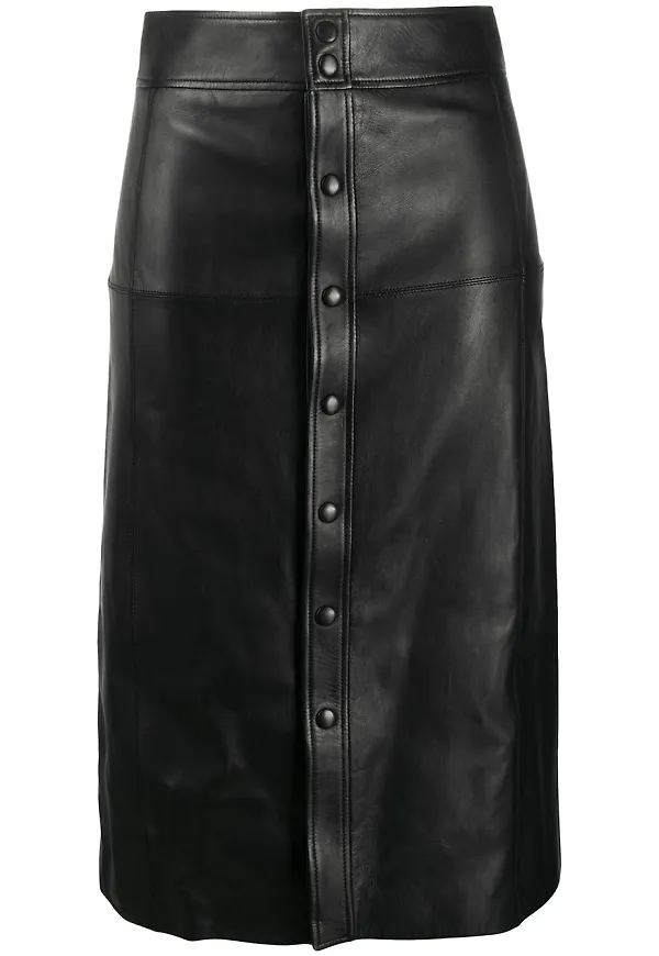 Saint Laurent skinnkjol i midimodell - Svart
