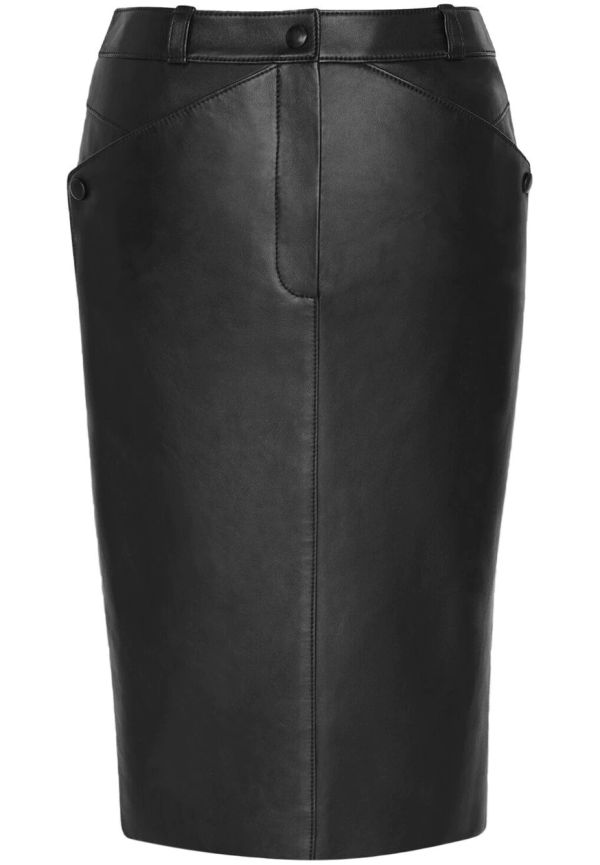 Saint Laurent skinnkjol med panel - Svart