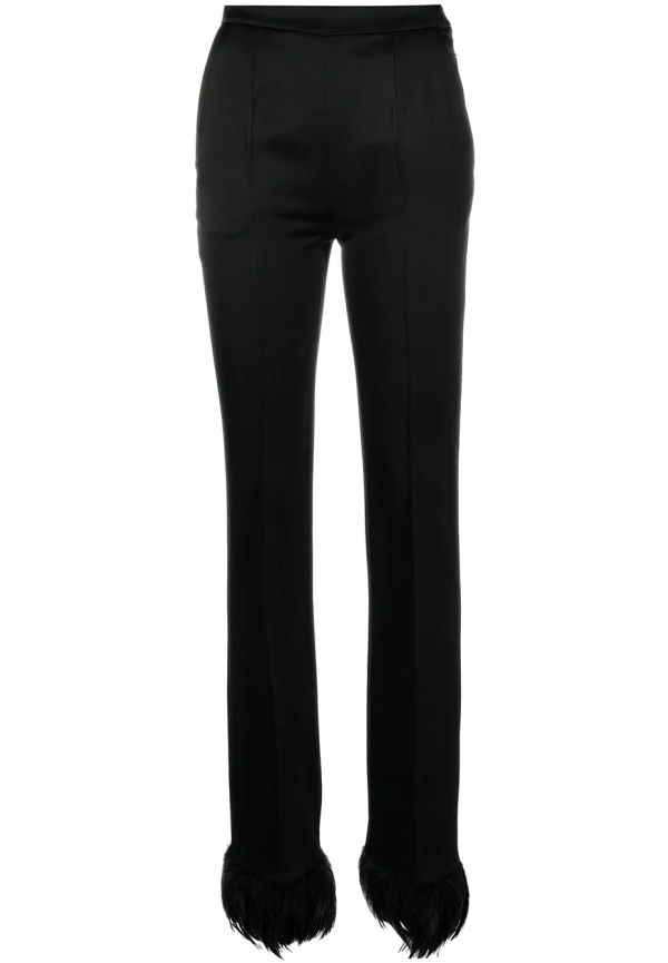 Saint Laurent skinny-byxor med fjäderkant - Svart