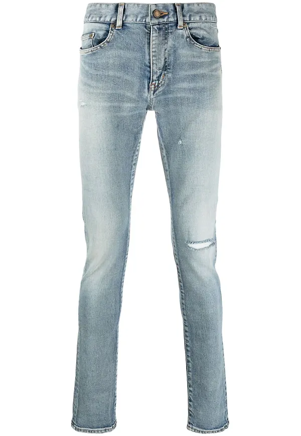 Saint Laurent skinny-jeans med slitning - Blå