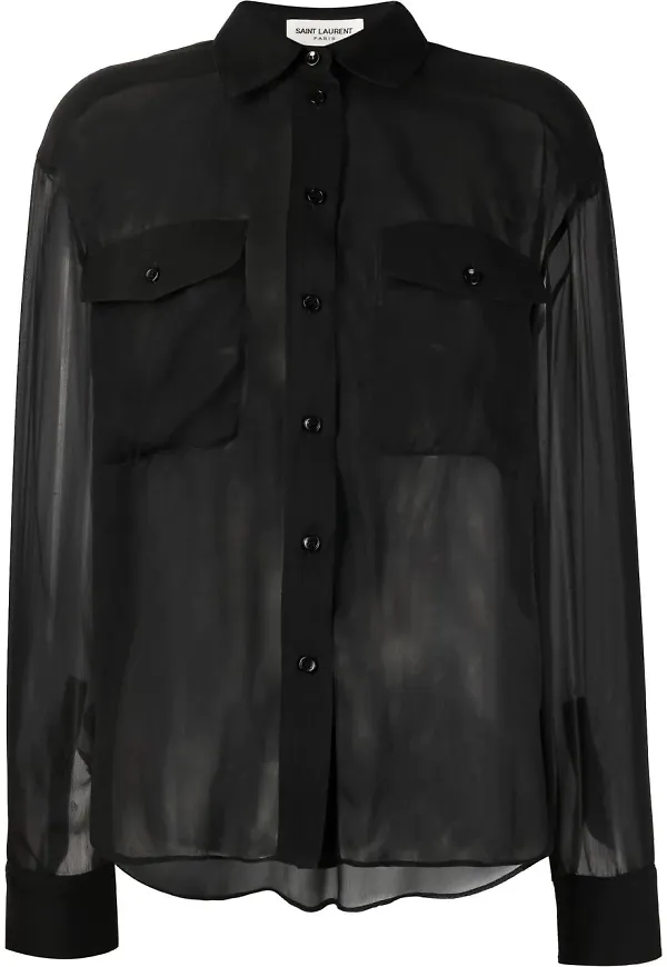 Saint Laurent skir sidenskjorta - Svart