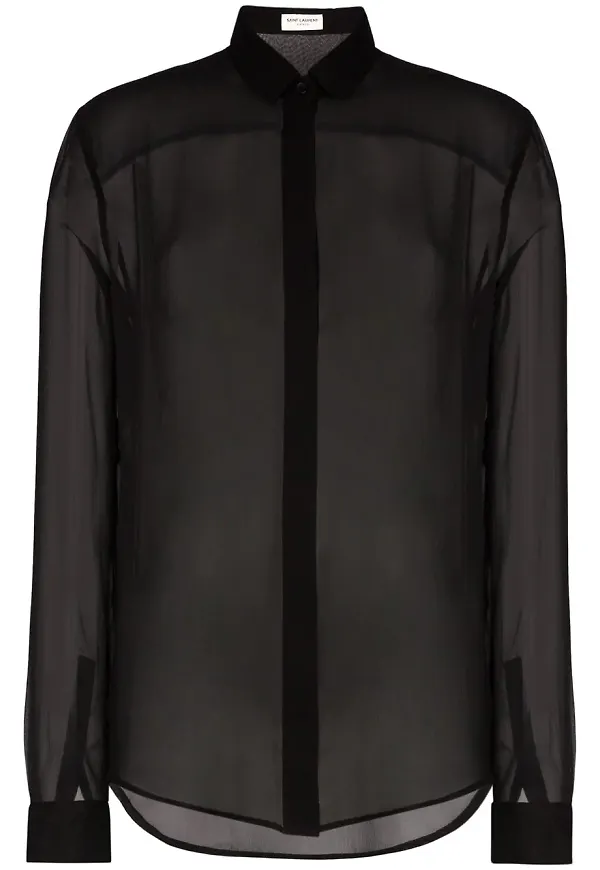 Saint Laurent skir sidenskjorta - Svart