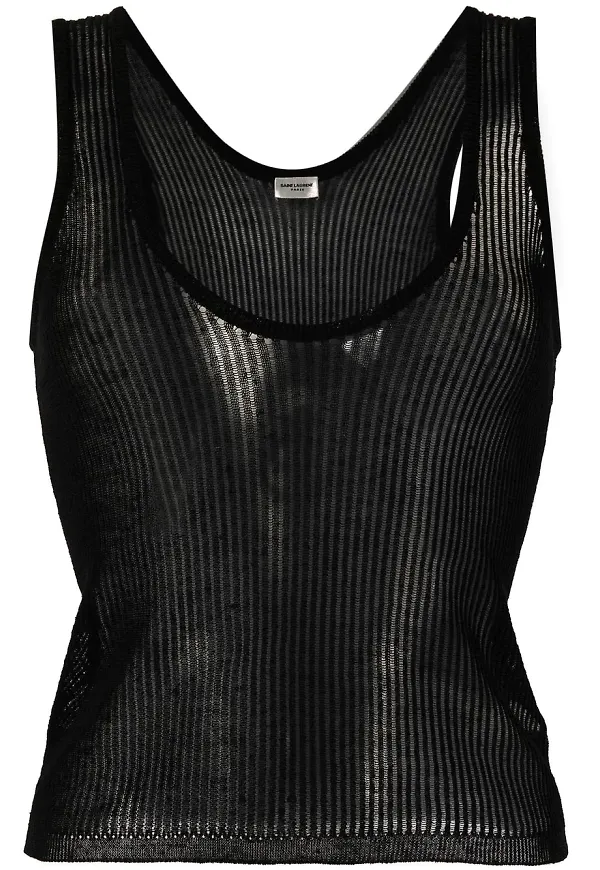 Saint Laurent skirt ribbat linne - Svart
