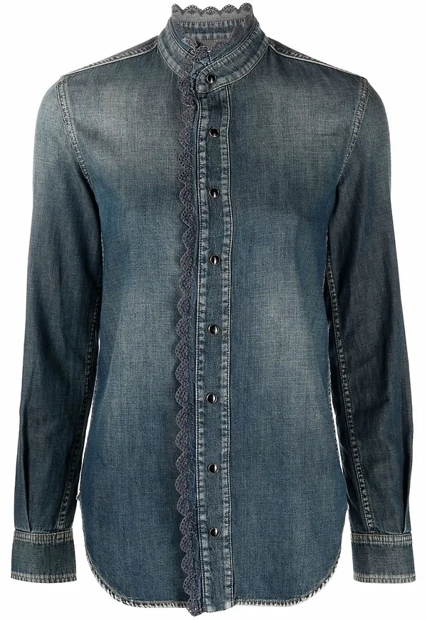 Saint Laurent skjorta med broderad kant - Blå