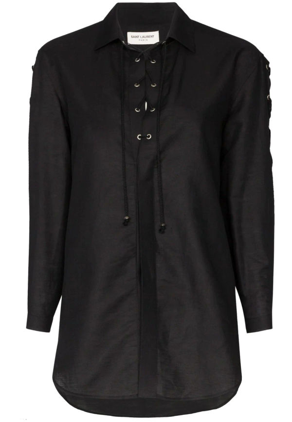 Saint Laurent skjorta med trekvartsärm - Svart