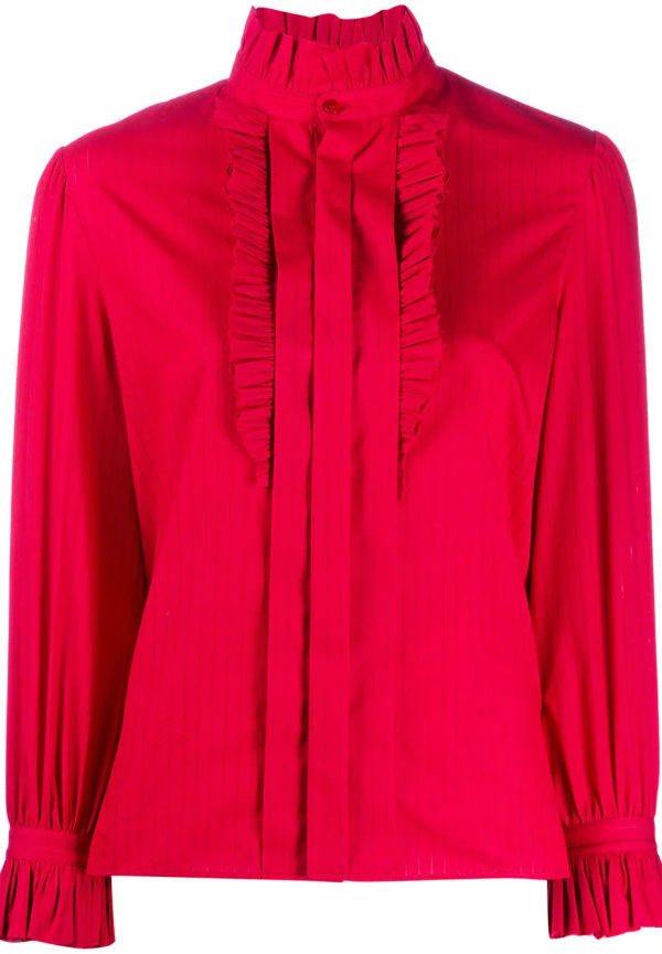 Saint Laurent skjorta med volangkrage - Röd
