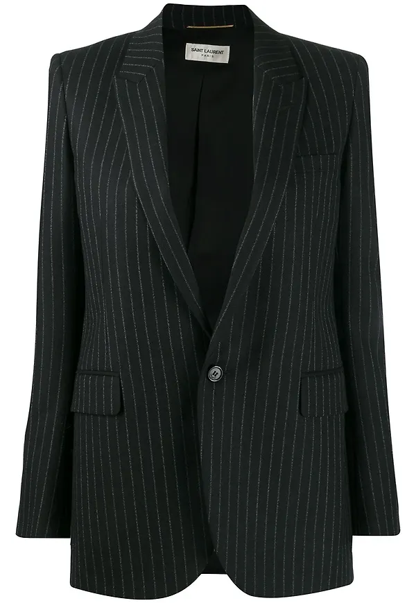 Saint Laurent skräddad kritstrecksrandig blazer - Svart