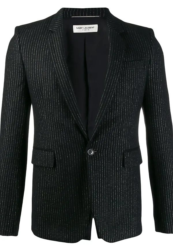 Saint Laurent skräddad kritstrecksrandig blazer - Svart