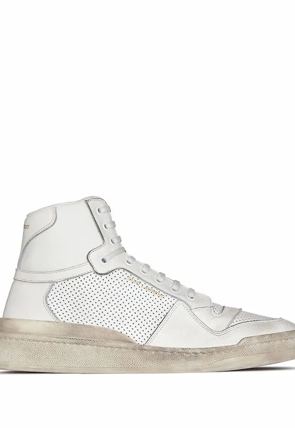 Saint Laurent SL24 höga lädersneakers - Vit