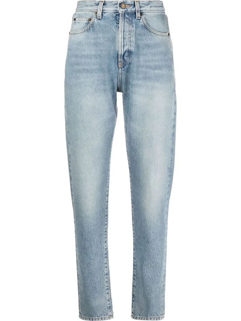 Saint Laurent slim fit-jeans med hög midja - Blå