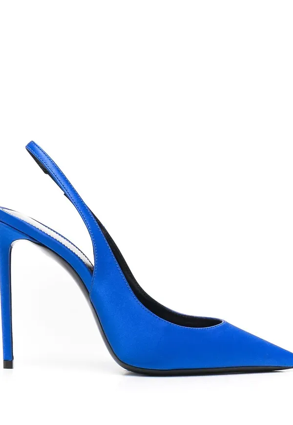 Saint Laurent slingback-pumps i siden - Blå