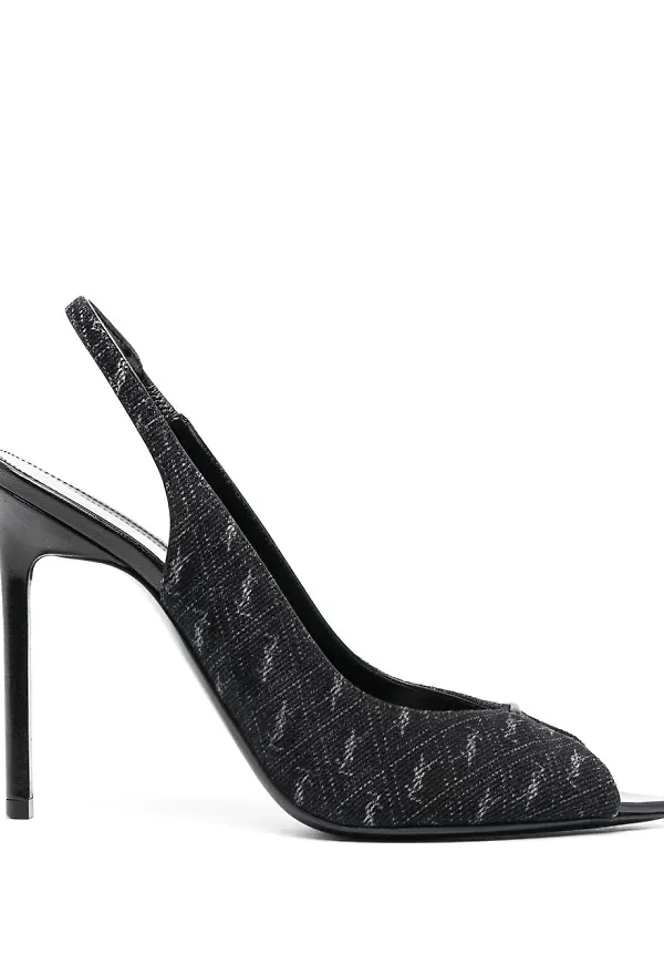 Saint Laurent slingback-sandaler med monogram - Svart