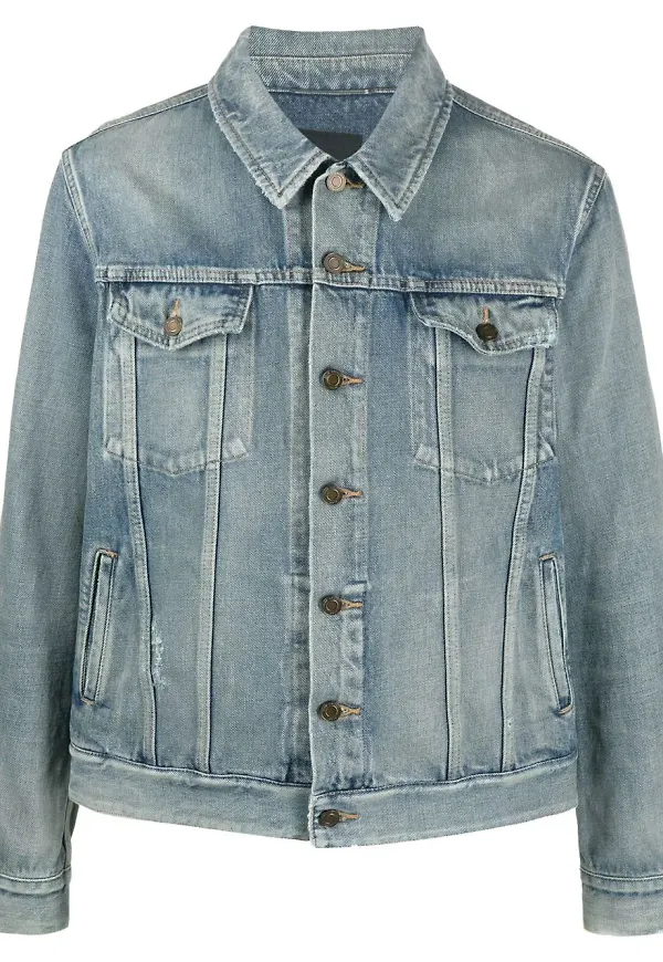 Saint Laurent sliten jeansjacka - Blå