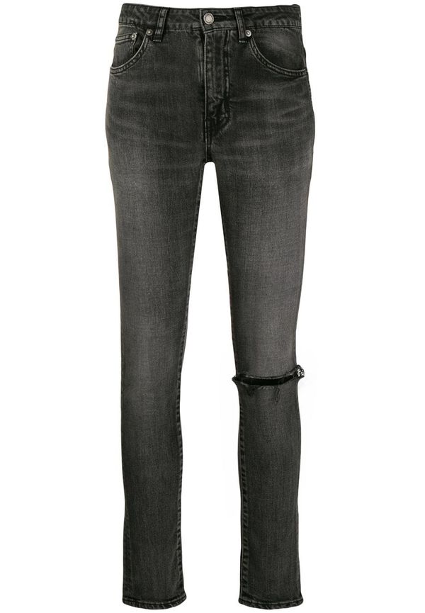 Saint Laurent slitna skinny-jeans - Grå