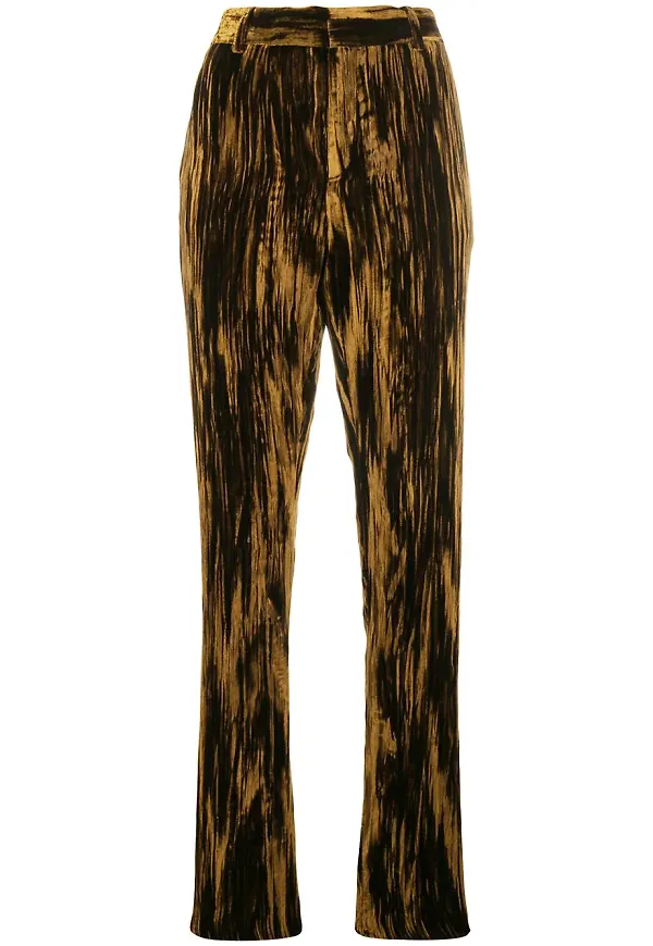 Saint Laurent smala byxor med hög midja - Metallic