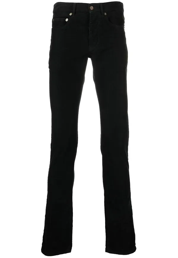 Saint Laurent smala manchesterbyxor - Svart