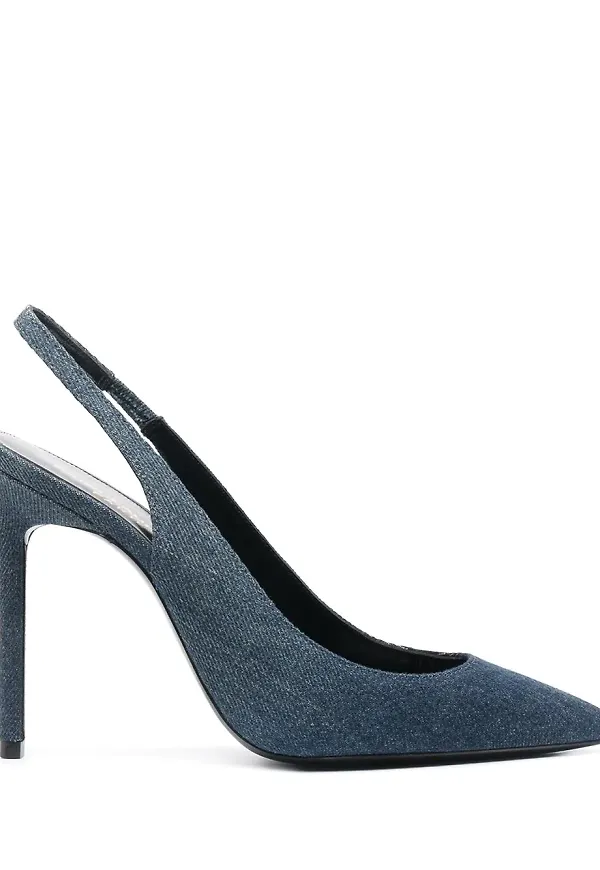 Saint Laurent spetsiga slingback-pumps - Blå