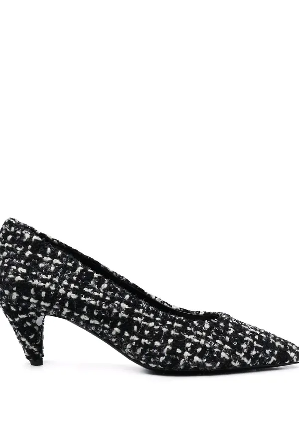 Saint Laurent spetsiga tweedpumps - Svart
