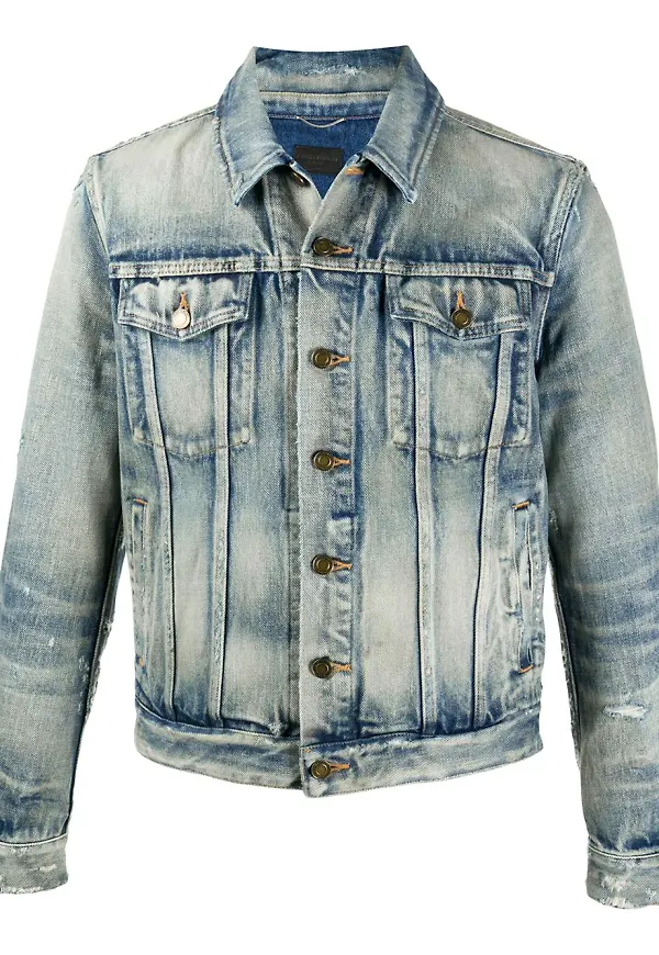 Saint Laurent stentvättade jeansjacka - Blå