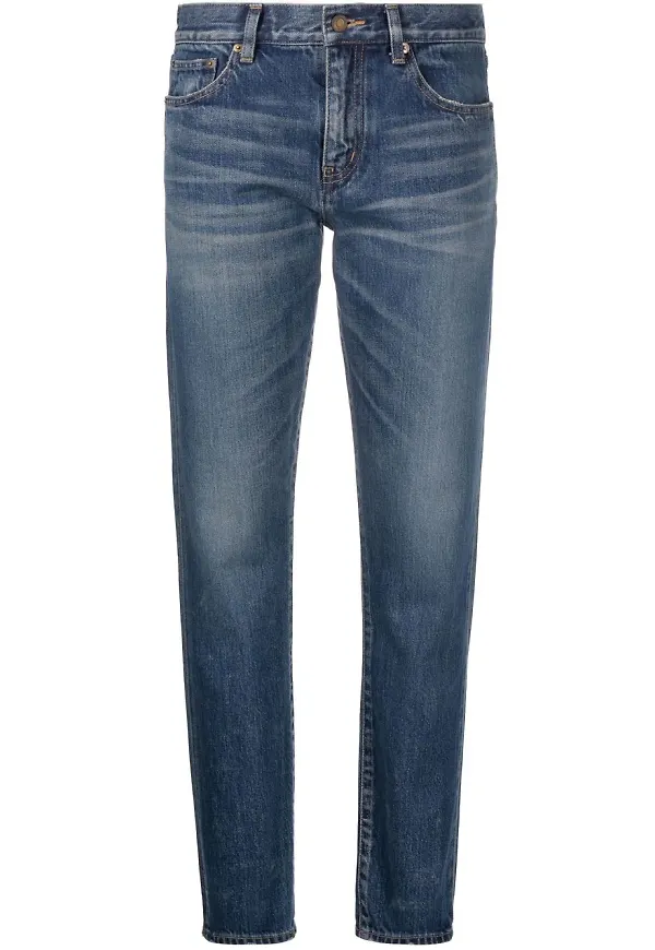 Saint Laurent stentvättade straight-jeans - Blå