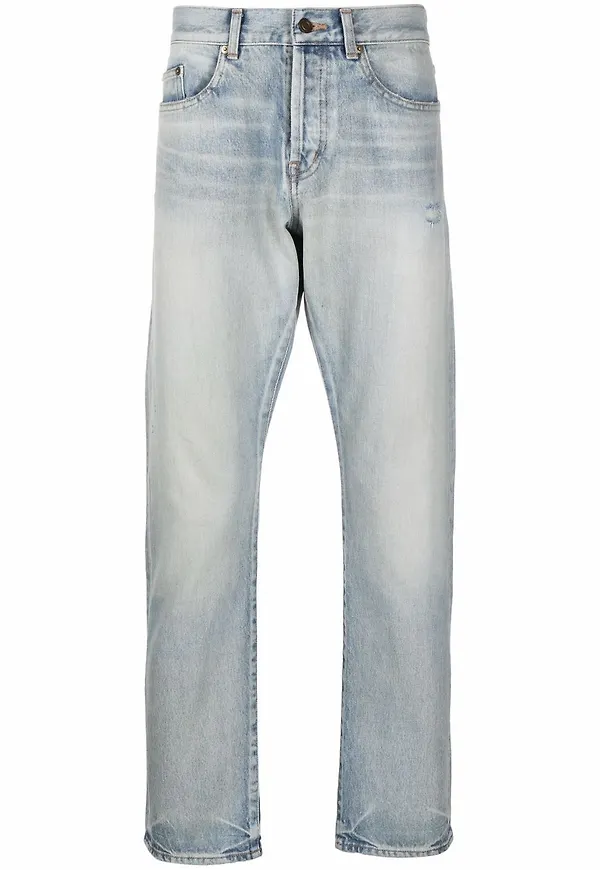 Saint Laurent stentvättade straight-jeans - Blå