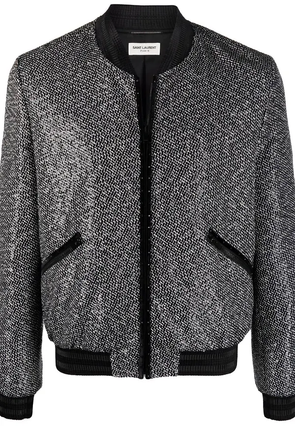 Saint Laurent stickad bomberjacka - Blå