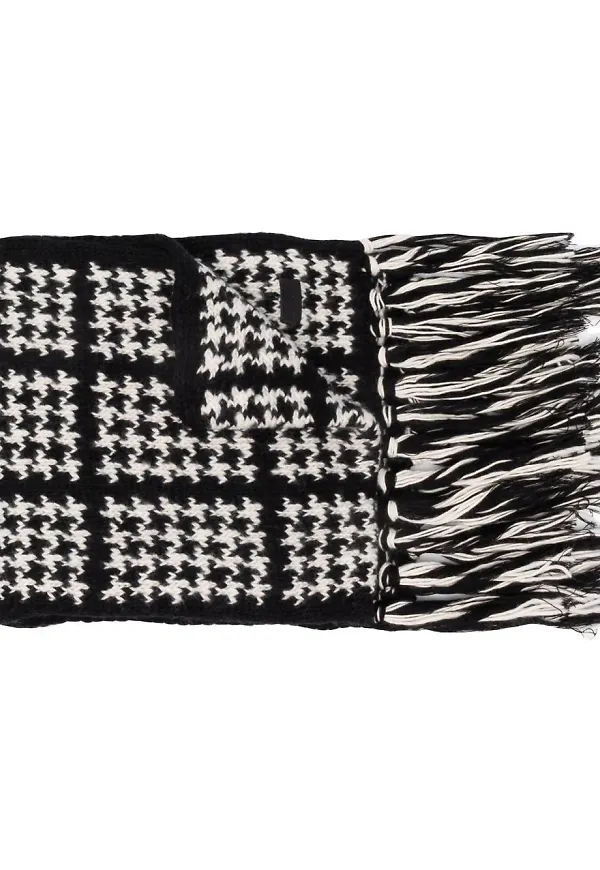 Saint Laurent stickad hundtandsmönstrad halsduk - Svart