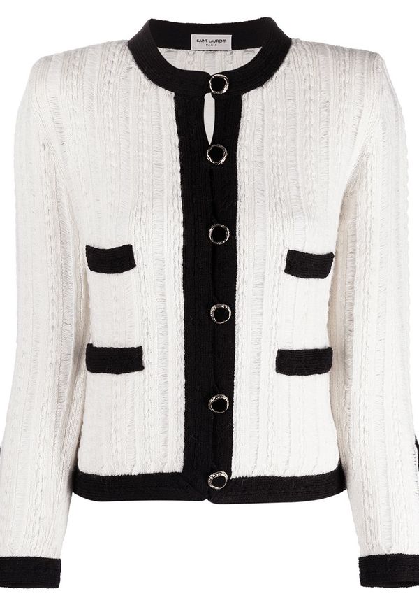 Saint Laurent stickad kofta med knäppning - Neutral