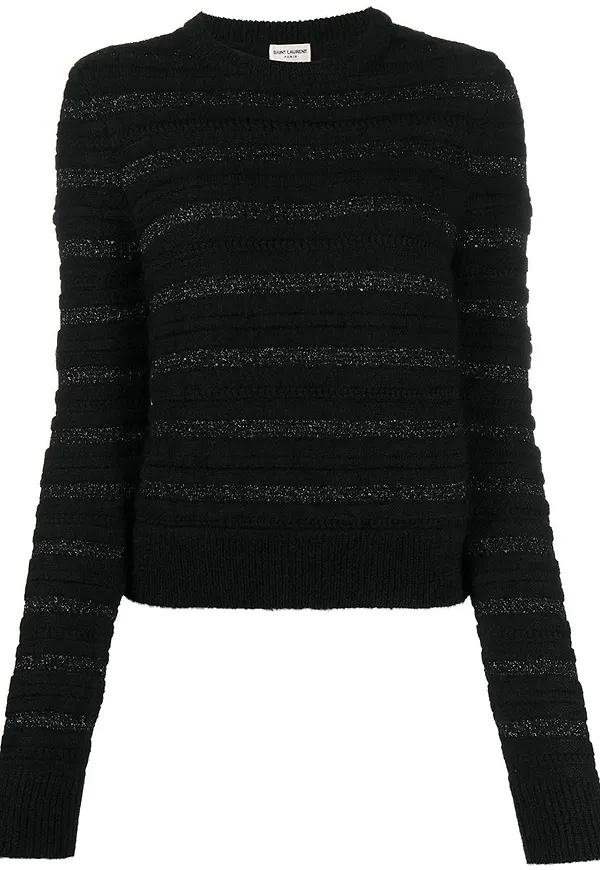Saint Laurent stickad randig tröja - Svart