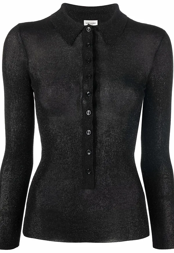 Saint Laurent stickad skjorta - Svart