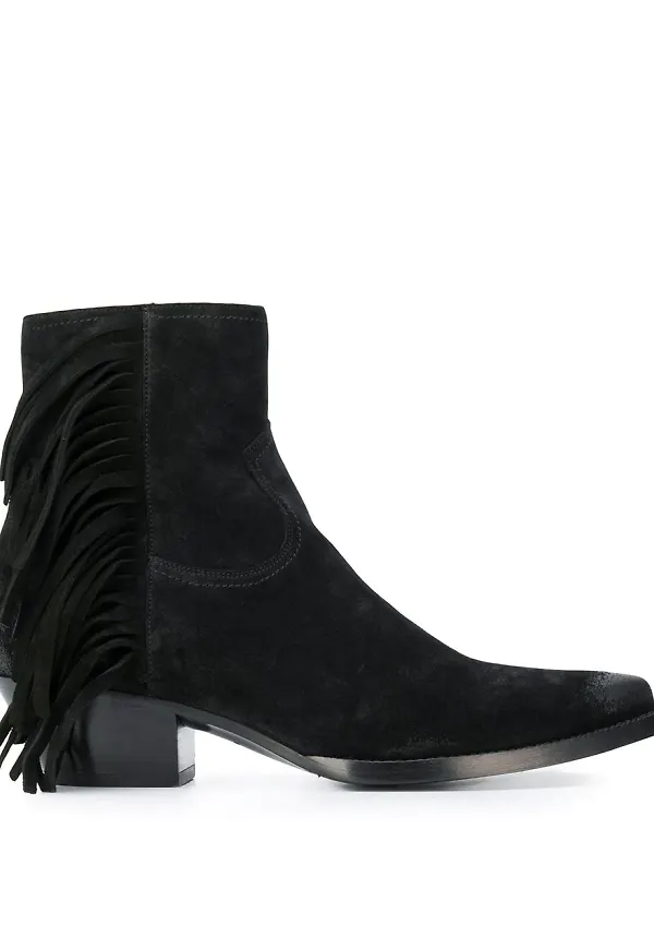 Saint Laurent stövletter med fransar - Svart