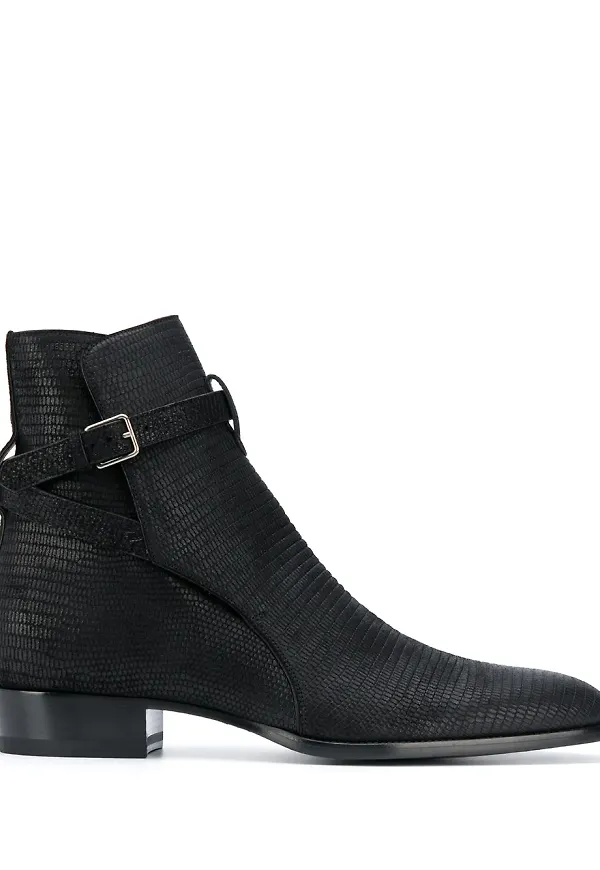 Saint Laurent stövletter med krokodileffekt - Svart