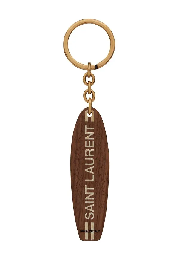 Saint Laurent surfboard-nyckelring i trä - Brun