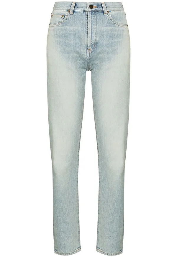 Saint Laurent syratvättade straight-jeans - Blå