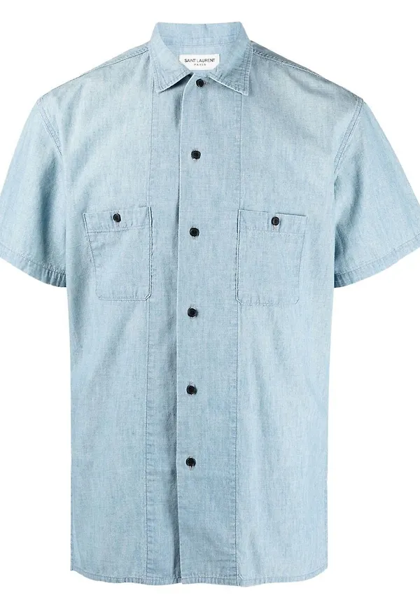 Saint Laurent t-shirt med knäppning - Blå