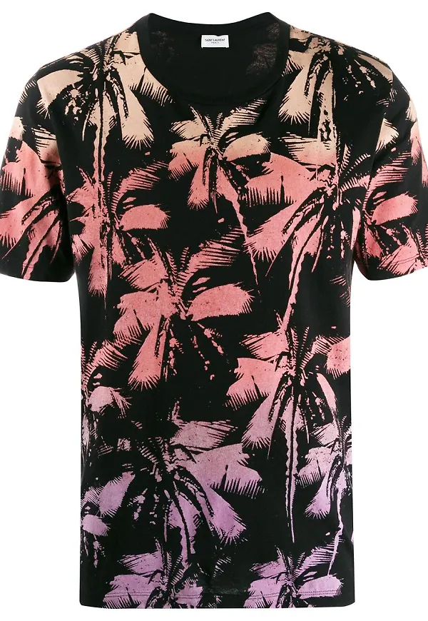 Saint Laurent t-shirt med palmtryck - Svart