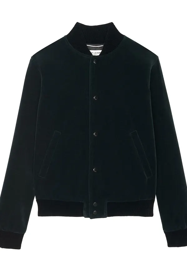 Saint Laurent Teddy sammetsjacka - Grön