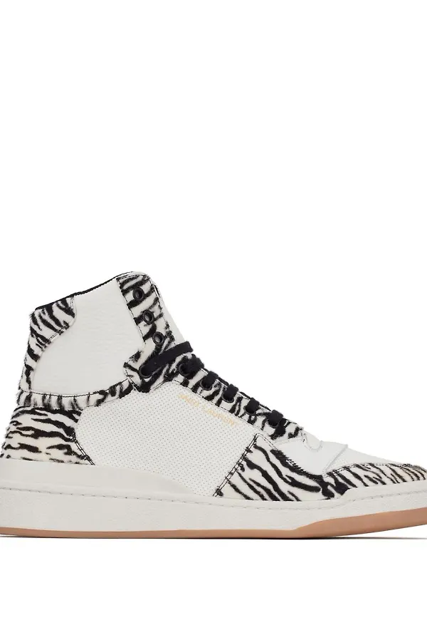 Saint Laurent TEEN djurmönstrade höga sneakers - Vit