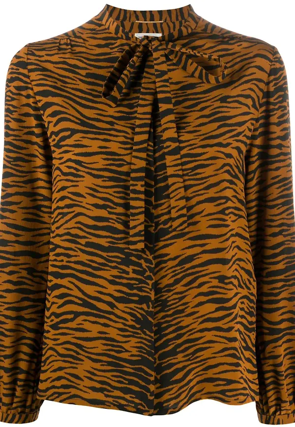 Saint Laurent tigermönstrad blus - Brun