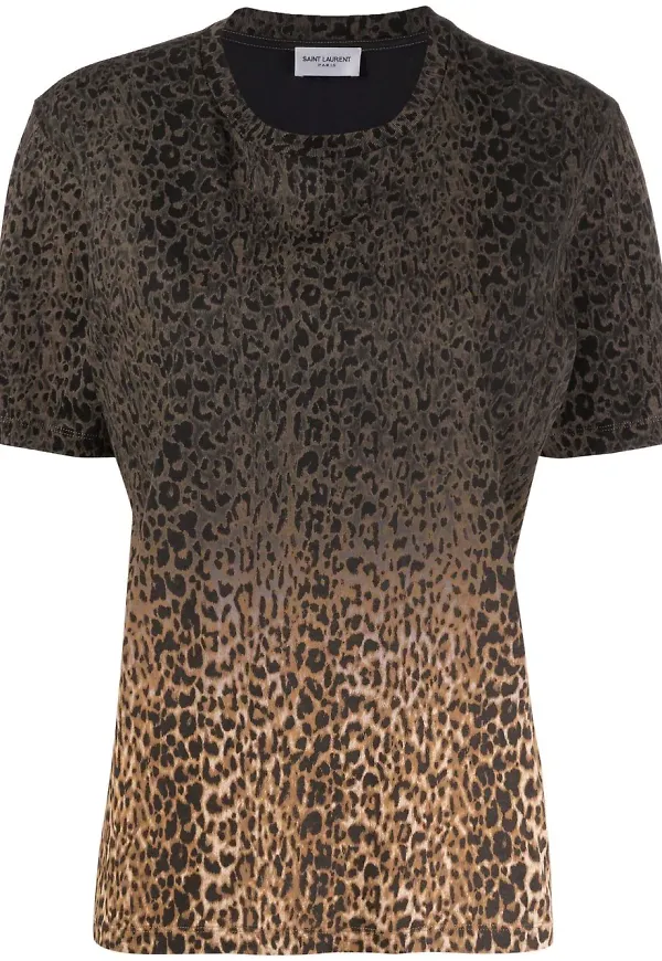 Saint Laurent tonad leopardmönstrad t-shirt - Neutral