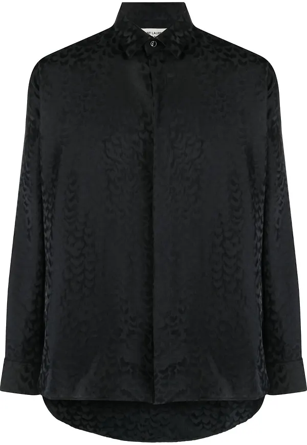 Saint Laurent tonad sidenskjorta - Svart