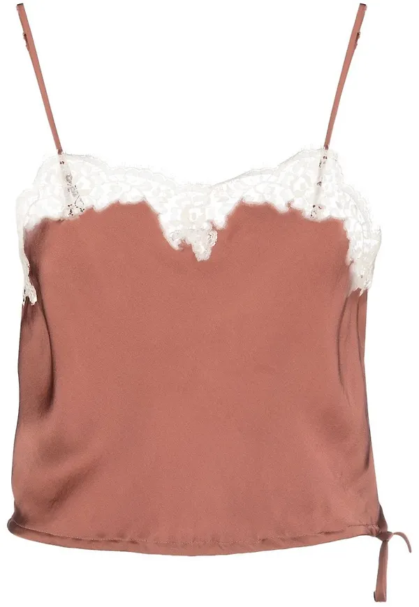 Saint Laurent topp med spetskant - Brun