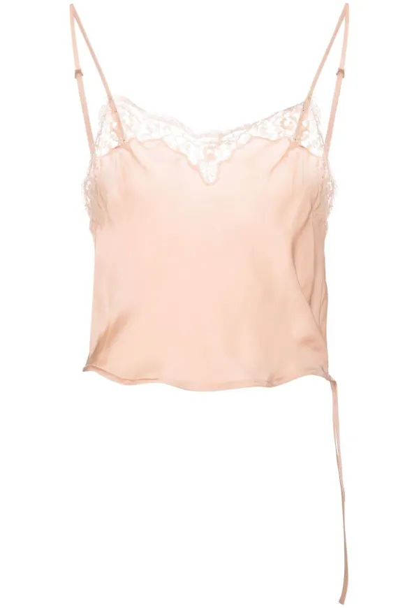 Saint Laurent topp med spetskant - Neutral