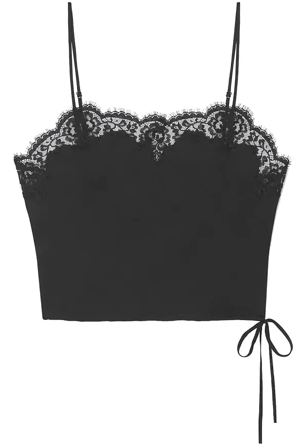 Saint Laurent topp med spetskant - Svart