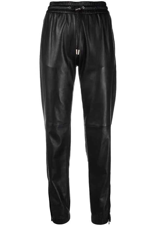 Saint Laurent trackpants med dragsko och polerad finish - 1000 BLACK